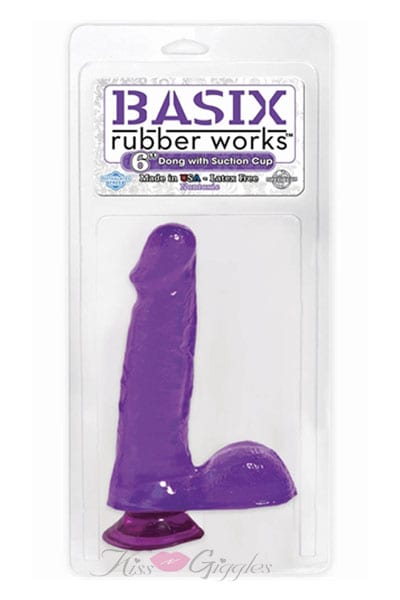 6-inch Suction Cup Dong - Purple Suction Mounted Dildos Dong With Balls Dil...